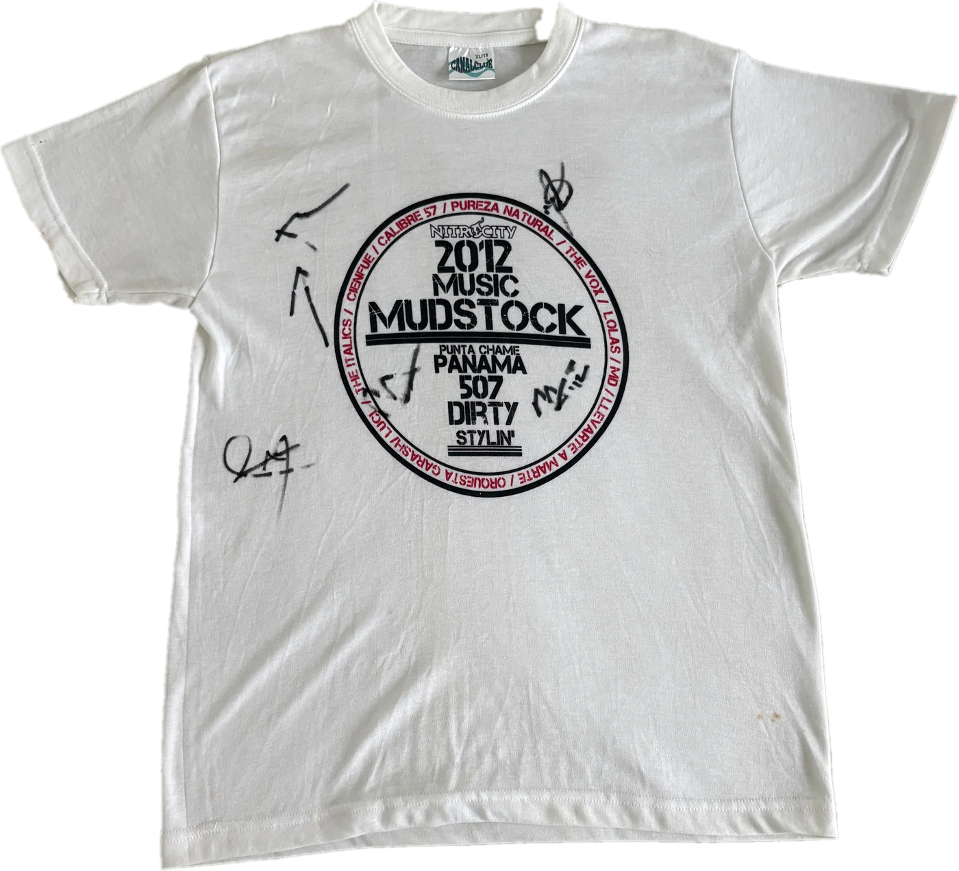 White Nitro City Music Mudstock 2012 T-shirt signed by the band